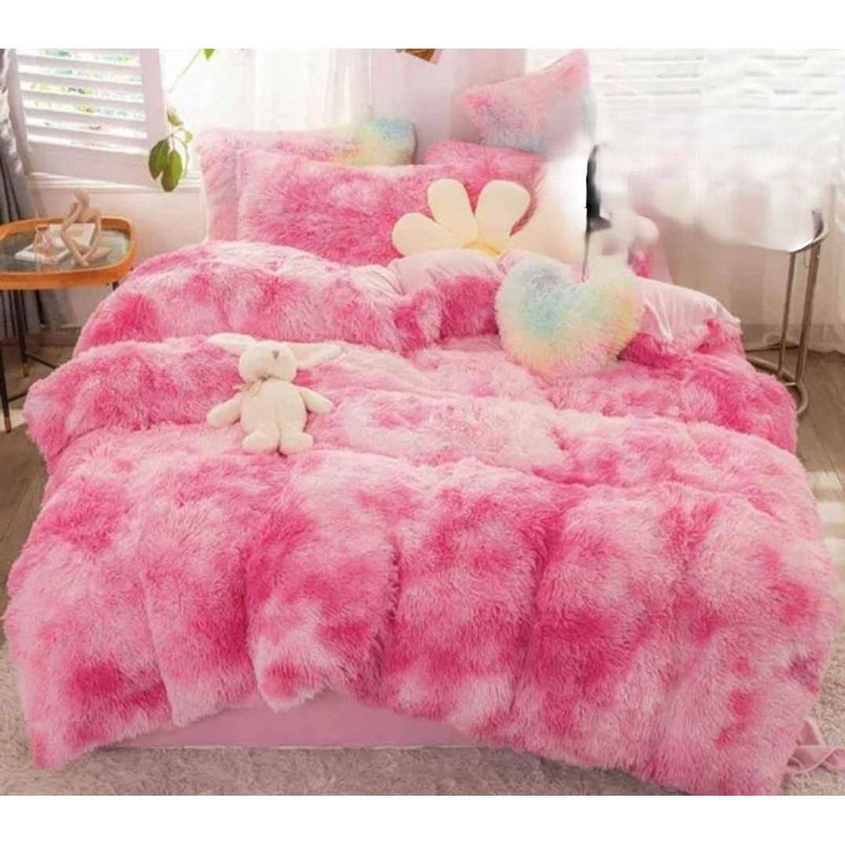 GENERICO - COBERTORES PELUDOS CAMA KING ROSA JASPEADO