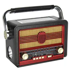 GENERICO - Radio Vintage+panel Solar+linterna+bt528+tf+usb