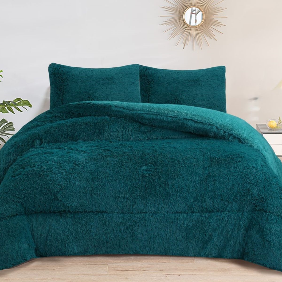 GENERICO - COBERTORES PELUDOS CAMA 2.5 PLAZA TURQUESA