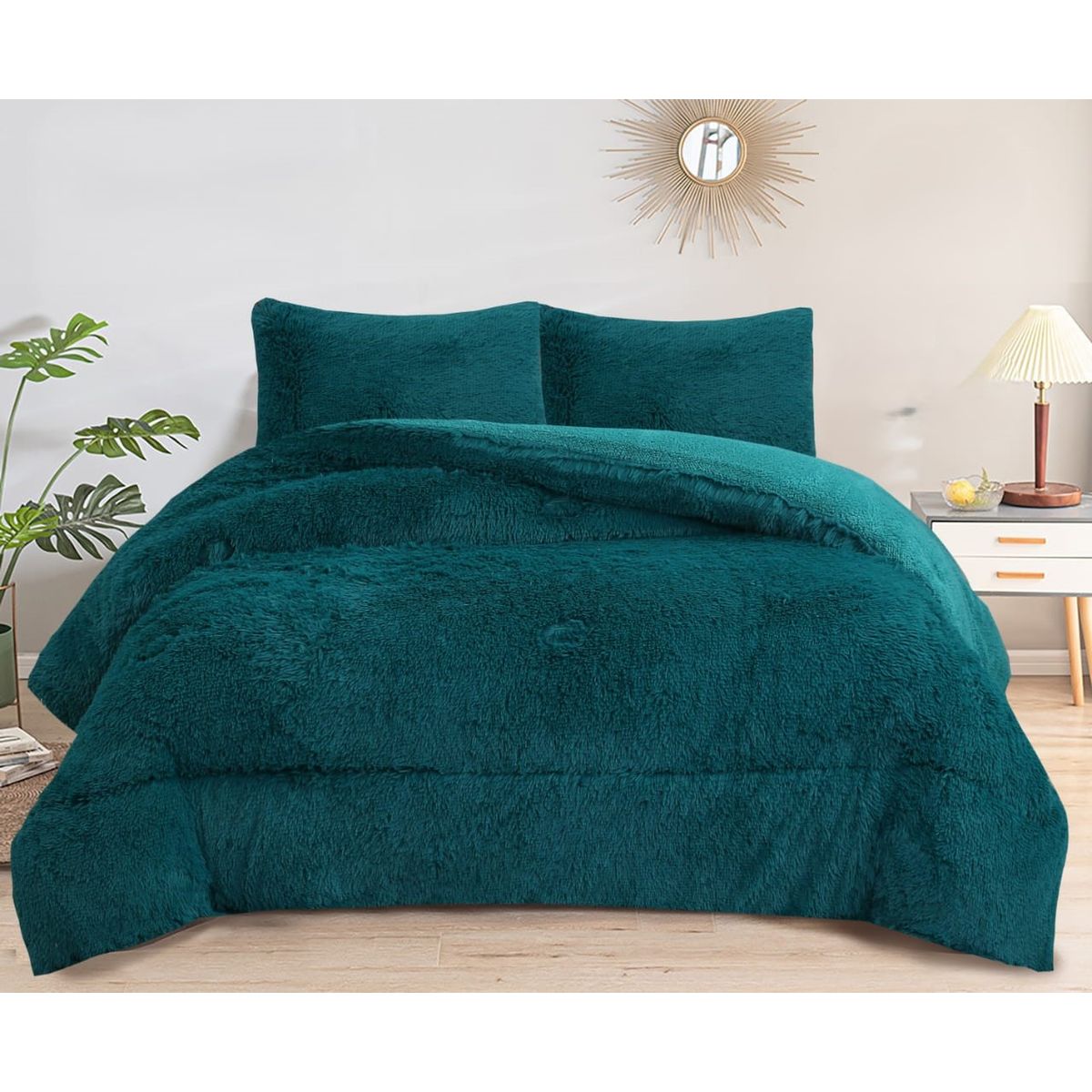 GENERICO - COBERTORES PELUDOS CAMA 2.5 PLAZA TURQUESA