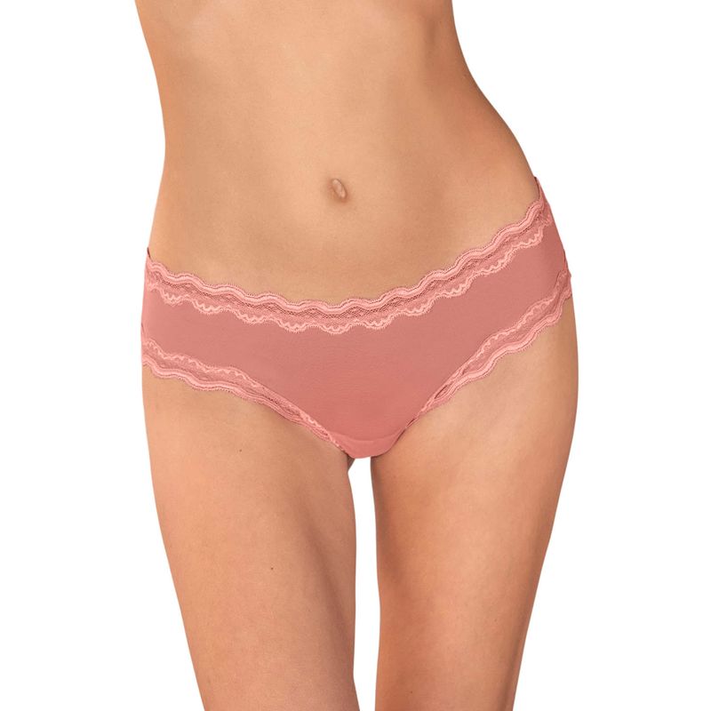 LEONISA - Pantaleta en tul con toques de encaje suave al tacto 72309 Rosado