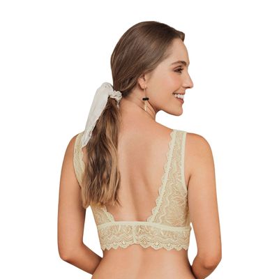 Imagen 2 del producto Bralette triangular en tul y encaje elástico en base del busto 011971 Marfil