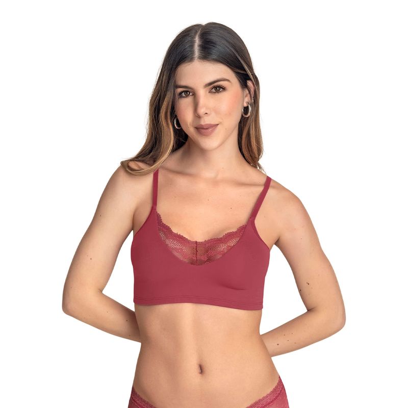 LEONISA - Top con detalles de encaje en escote y espalda 091093 Rojo
