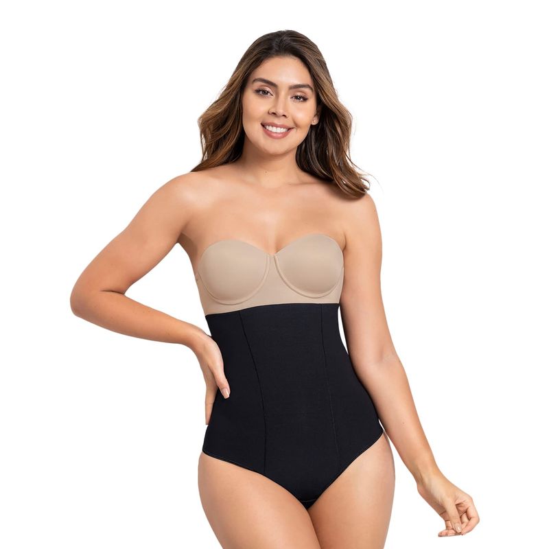 LEONISA - Calzón faja de control fuerte estilo colaless 012939 Negro