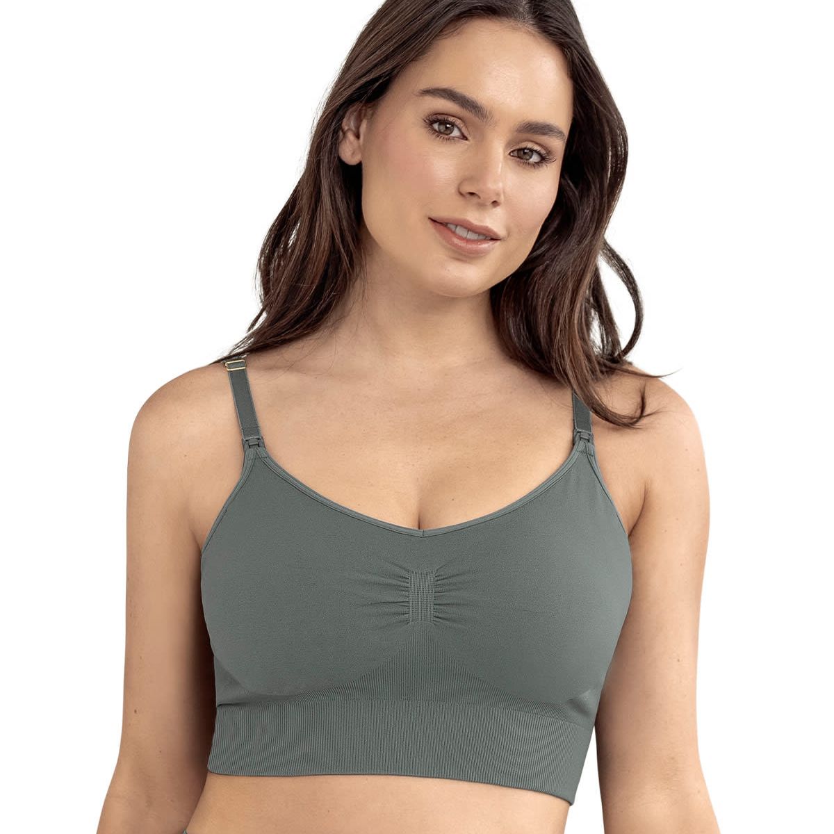 LEONISA - Brastop de maternidad y lactancia tecnología seamless 091064 Gris