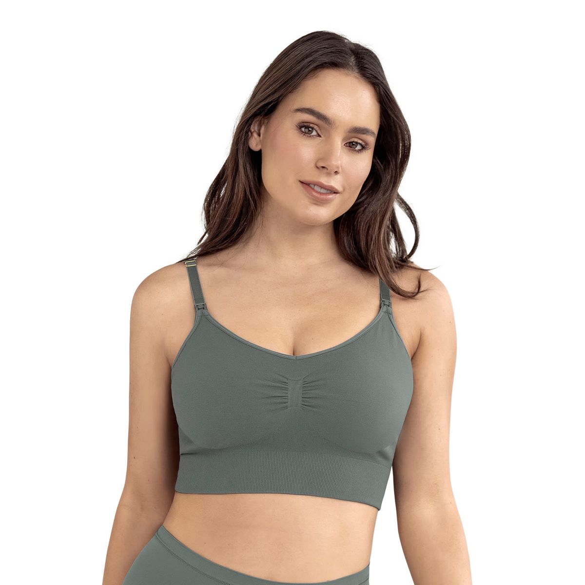 LEONISA - Brastop de maternidad y lactancia tecnología seamless 091064 Gris