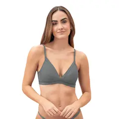 LEONISA - Sostén sin arco Pura Comodidad con detalles en tul 091083 Gris