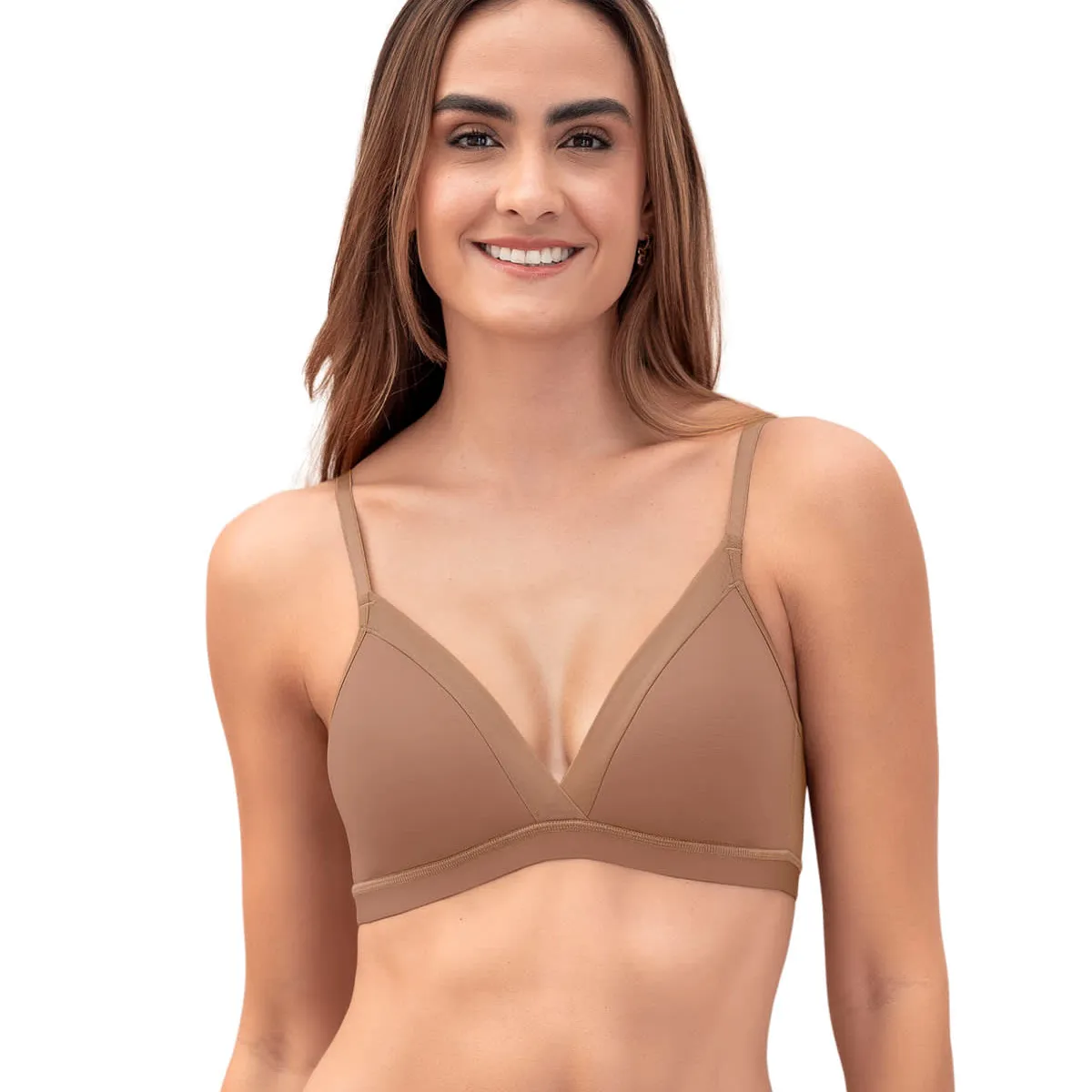 LEONISA - Sostén sin arco Pura Comodidad con detalles en tul 091083 Café