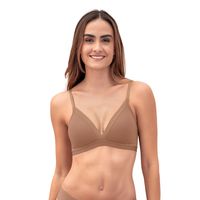 Sostén sin arco Pura Comodidad con detalles en tul 091083 Café