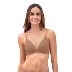 LEONISA - Sostén sin arco Pura Comodidad con detalles en tul 091083 Café