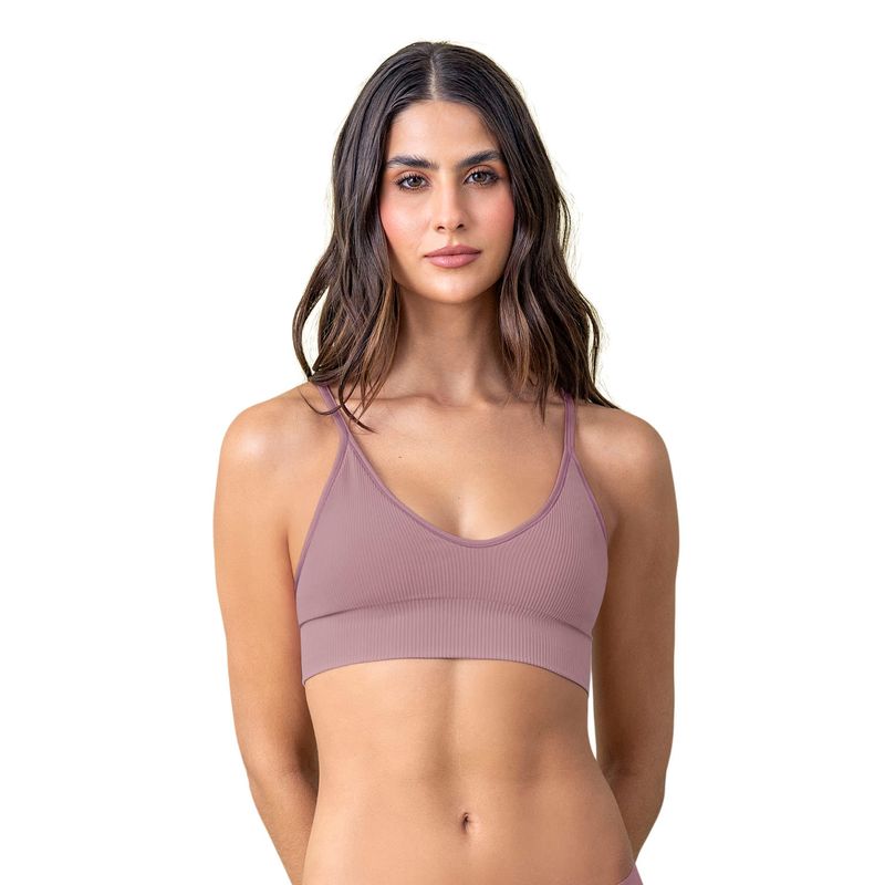 LEONISA - Top en tecnología seamless con textura acanalada Natural Comfort 091088 Lila