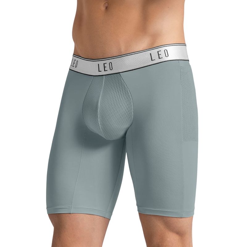 LEO - Bóxer deportivo largo con bolsillo lateral en microfibra 033309 Gris