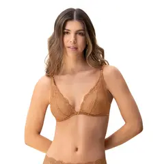 LEONISA - Bralette en encaje con transparencias y arco 091017 Camel