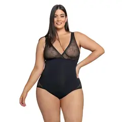 LEONISA - Faja tipo body con bralette incorporado con control de abdomen 018517 Negro