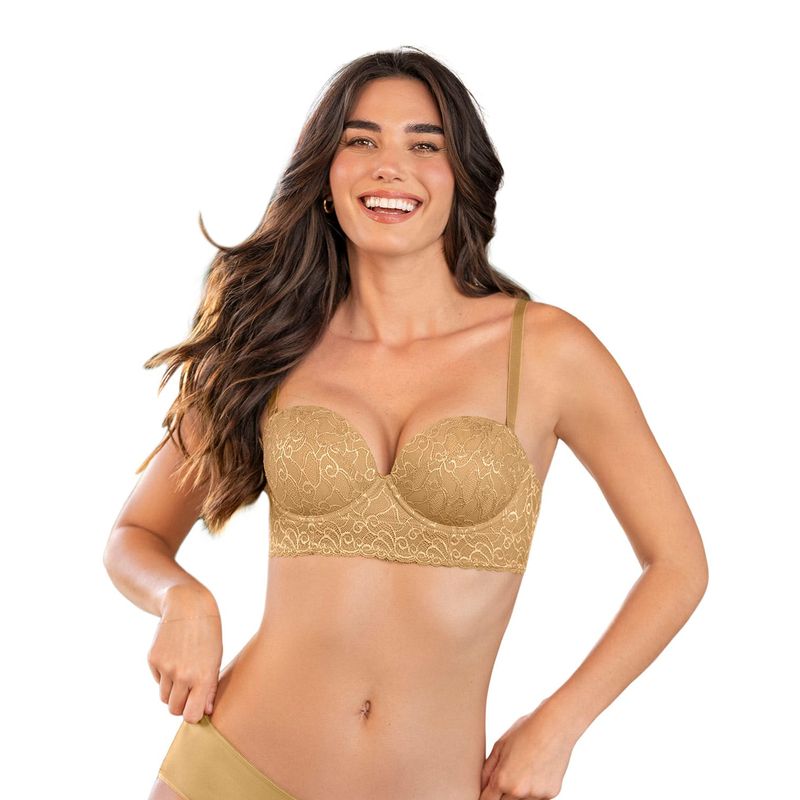 LEONISA - Sostén en encaje con realce incorporado 71330 Dorado