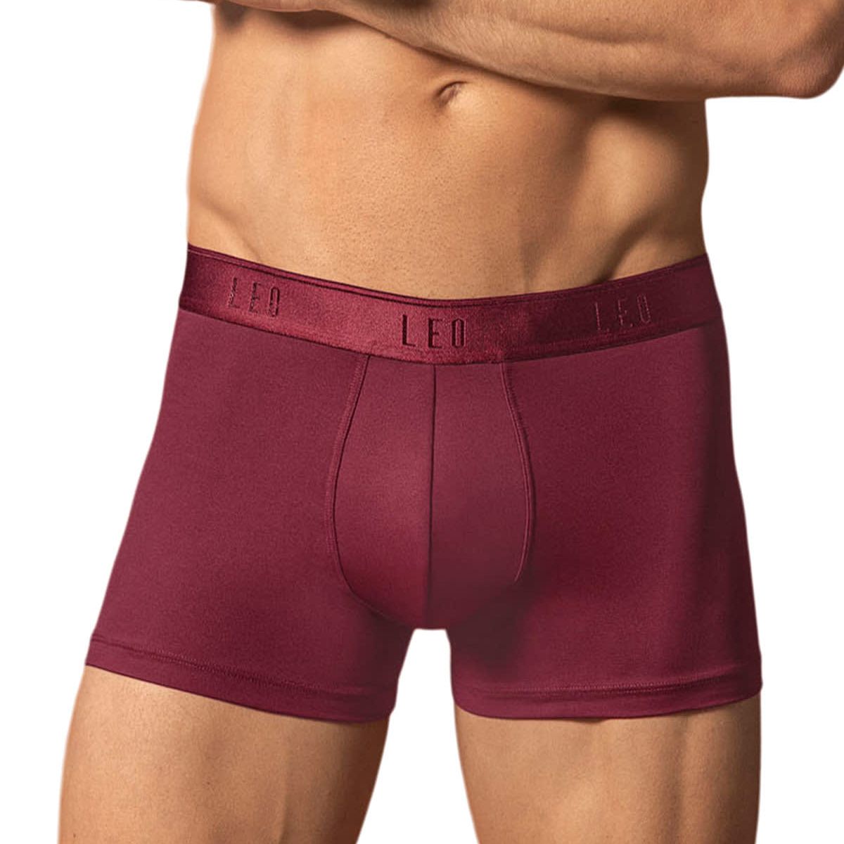 LEO - Bóxer corto con buen ajuste al cuerpo 033355 Rojo Oscuro