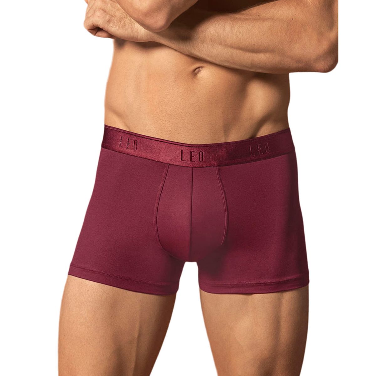 LEO - Bóxer corto con buen ajuste al cuerpo 033355 Rojo Oscuro