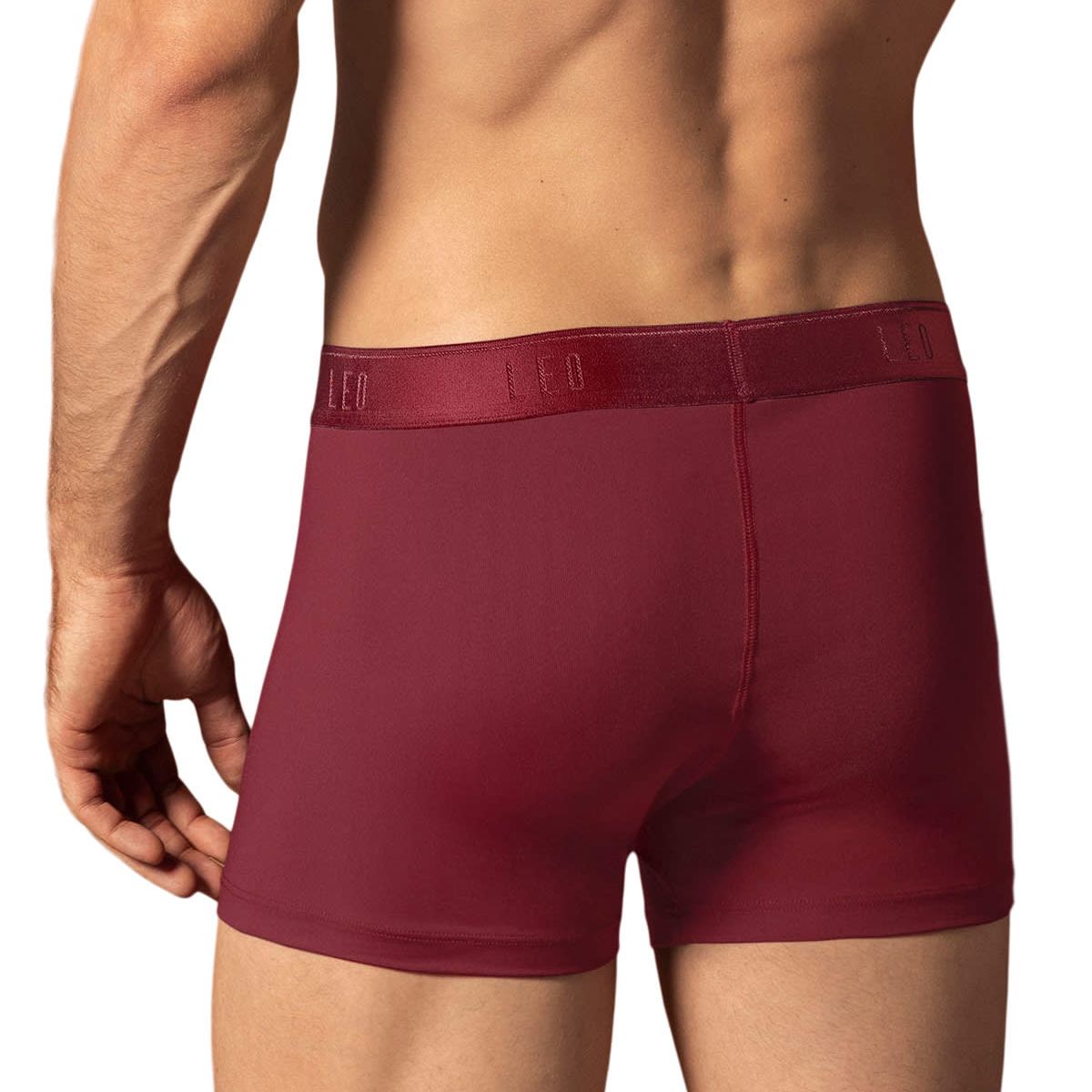 LEO - Bóxer corto con buen ajuste al cuerpo 033355 Rojo Oscuro