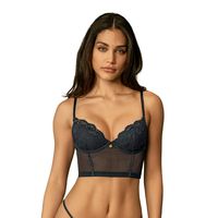 Bustier en encaje con transparencias en la base y espalda 091146 Negro