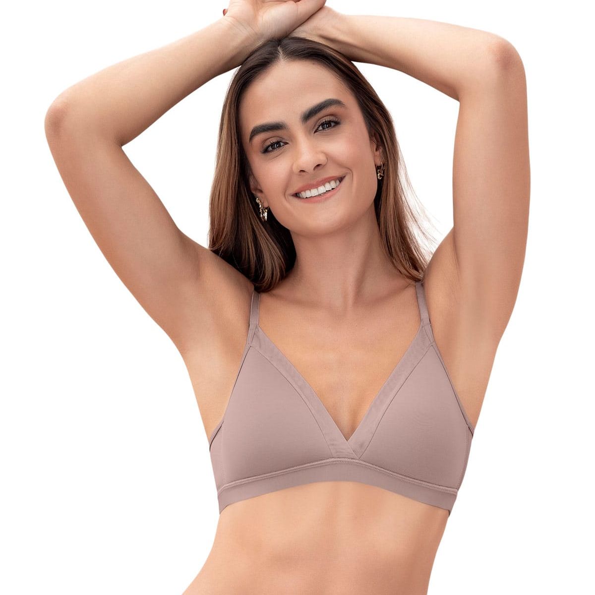 LEONISA - Sostén sin arco Pura Comodidad con detalles en tul 091083 Palo Rosa