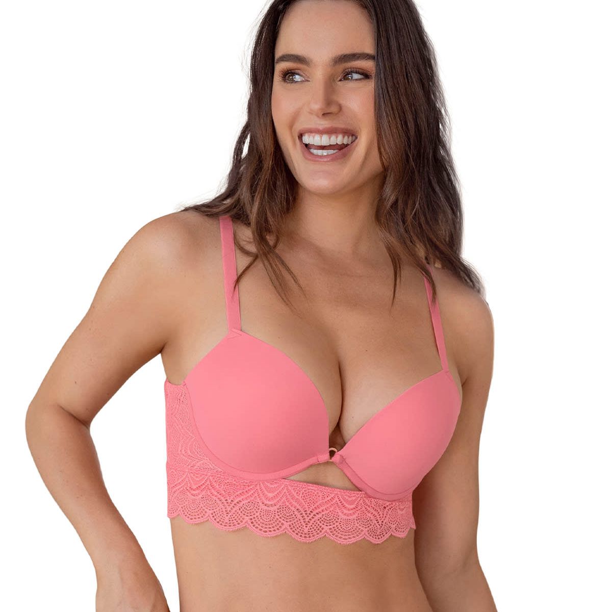 LEONISA - Sostén doble realce con escote profundo en espalda Sexy Back 091040 Rosado