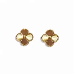 AMBAR - Aros Clovers Laser Trébol Dorado Baño de Oro 18k