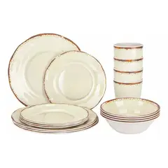 EVERSO - Set 16 Pcs Juego De Vajilla Completo Melamina Classic BLANCO CREMA