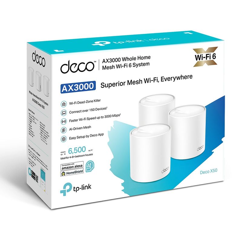 TP LINK - Set 3 Router Sistema Wi-fi 6 Mesh Tp-link Deco X50 AX3000 Alexa Google