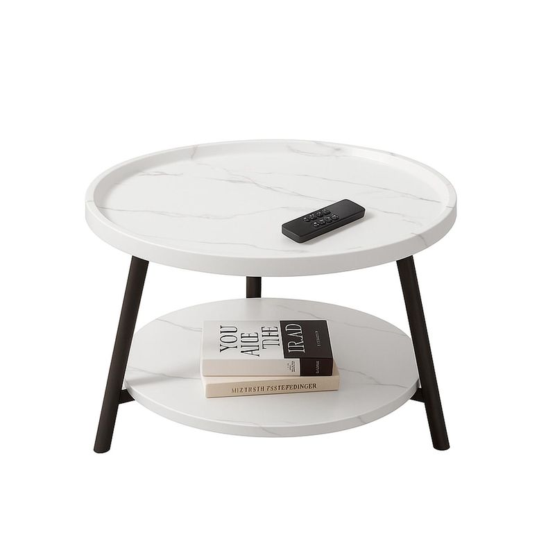 GLOBAL LATIN GROUP - Mesa de Centro con Doble Nivel para Organizar y Decorar - Blanco
