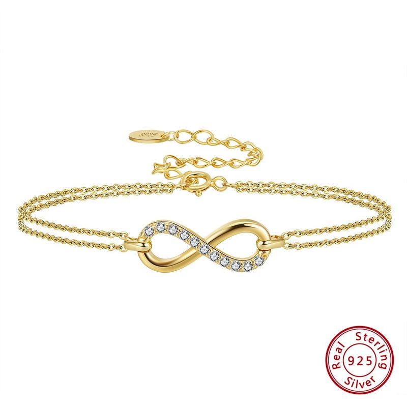 LUXURYJOYAS - Pulsera Infinito Con Cristal Plata Baño Oro 18k Luxuryjoyascl