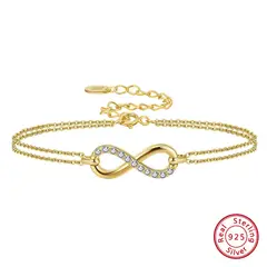 LUXURYJOYAS - Pulsera Infinito Con Cristal Plata Baño Oro 18k Luxuryjoyascl
