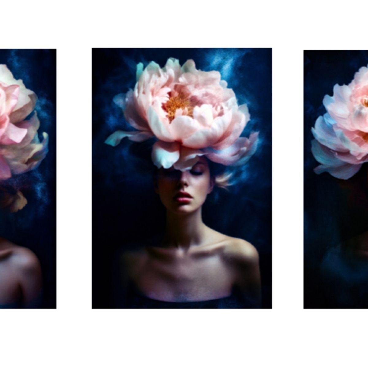 LOS REGALONES - Cuadro Canvas Imagen Arte femenina en lienzo Pack X3 Uds 30x50cm Cu