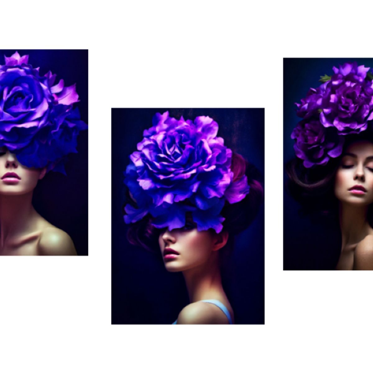LOS REGALONES - Cuadro Canvas Imagen Rostro de Arte en lienzo Pack X3 Uds 30x50cm Cu