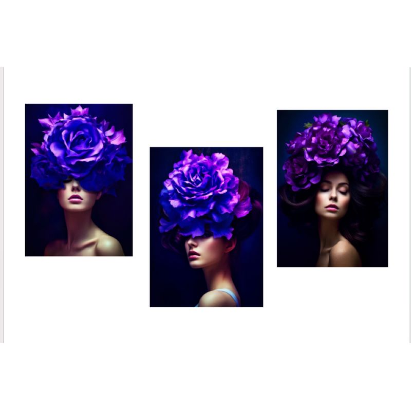 LOS REGALONES - Cuadro Canvas Imagen Rostro de Arte en lienzo Pack X3 Uds 30x50cm Cu