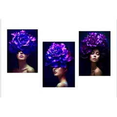 LOS REGALONES - Cuadro Canvas Imagen Rostro de Arte en lienzo Pack X3 Uds 30x50cm Cu