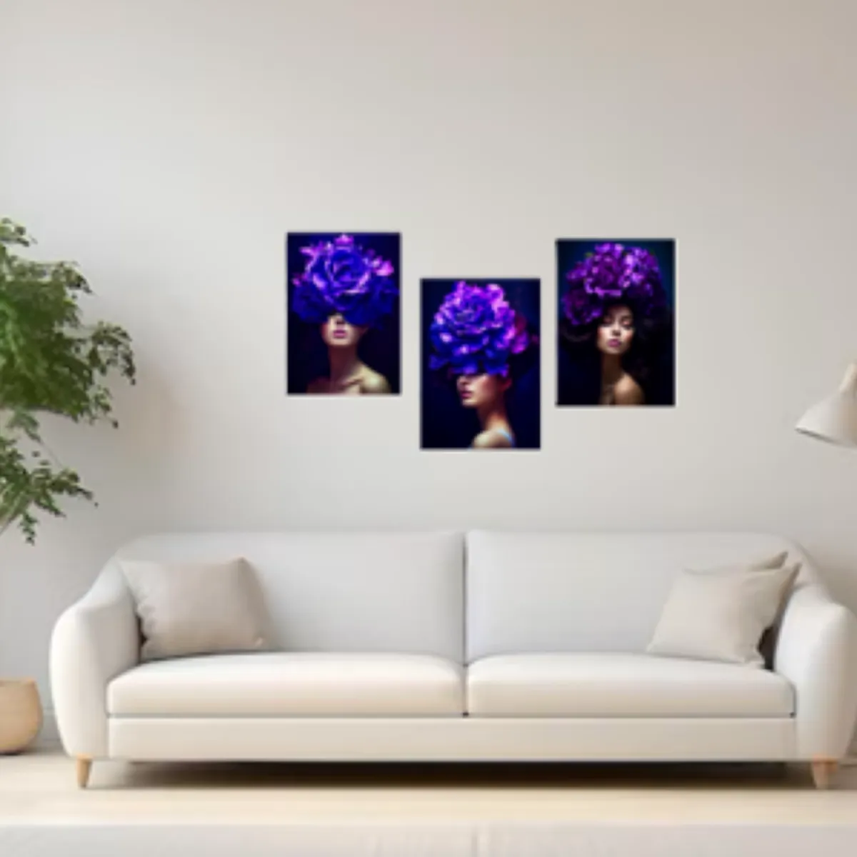 LOS REGALONES - Cuadro Canvas Imagen Rostro de Arte en lienzo Pack X3 Uds 30x50cm Cu
