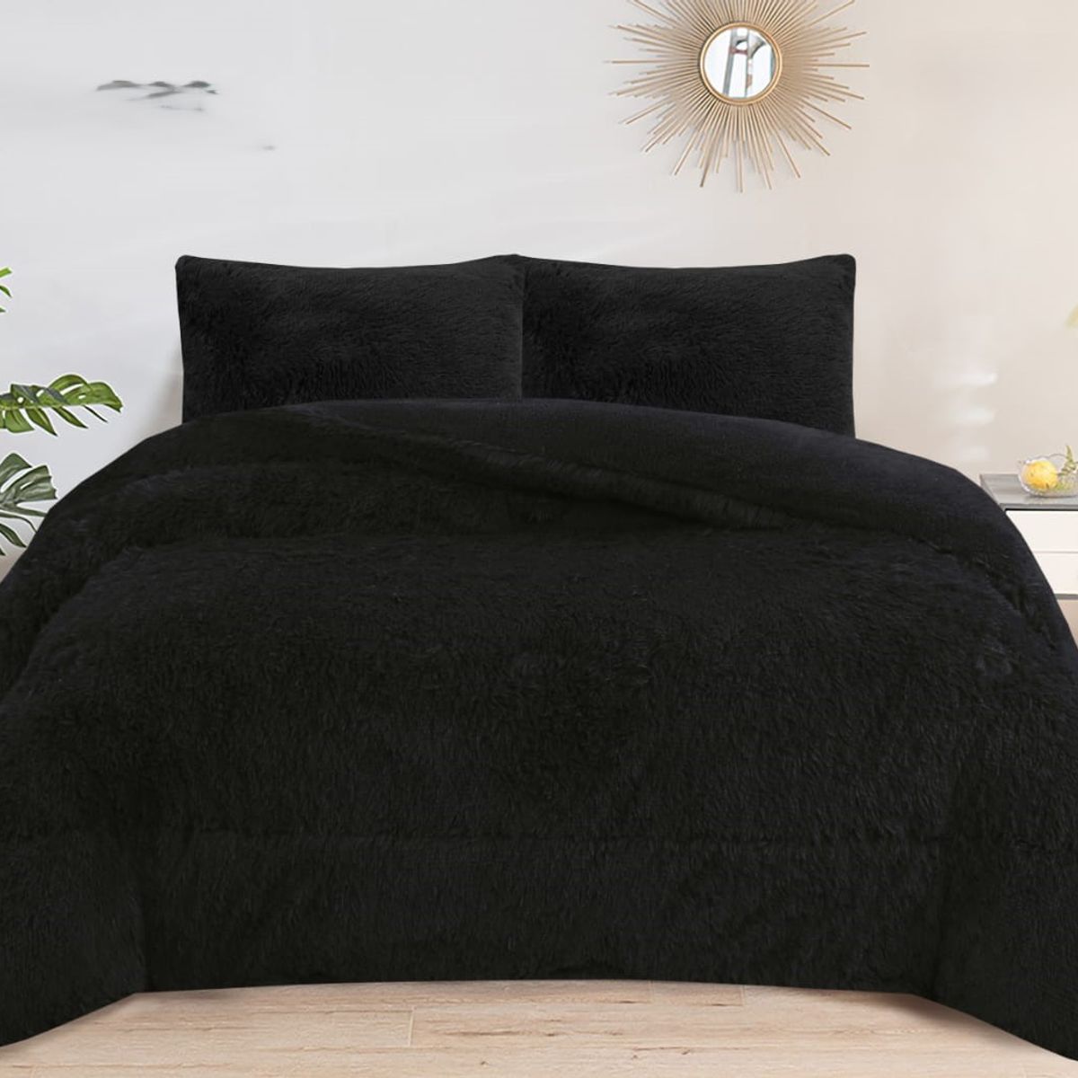 GENERICO - COBERTORES PELUDOS CAMA 2.5 PLAZA NEGRO