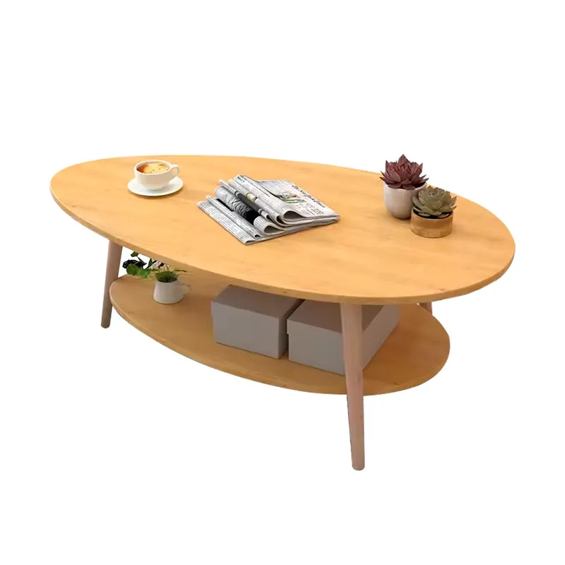 GLOBAL LATIN GROUP - Mesa de Centro Ovalada Moderna Minimalista con Almacenamiento - Beige