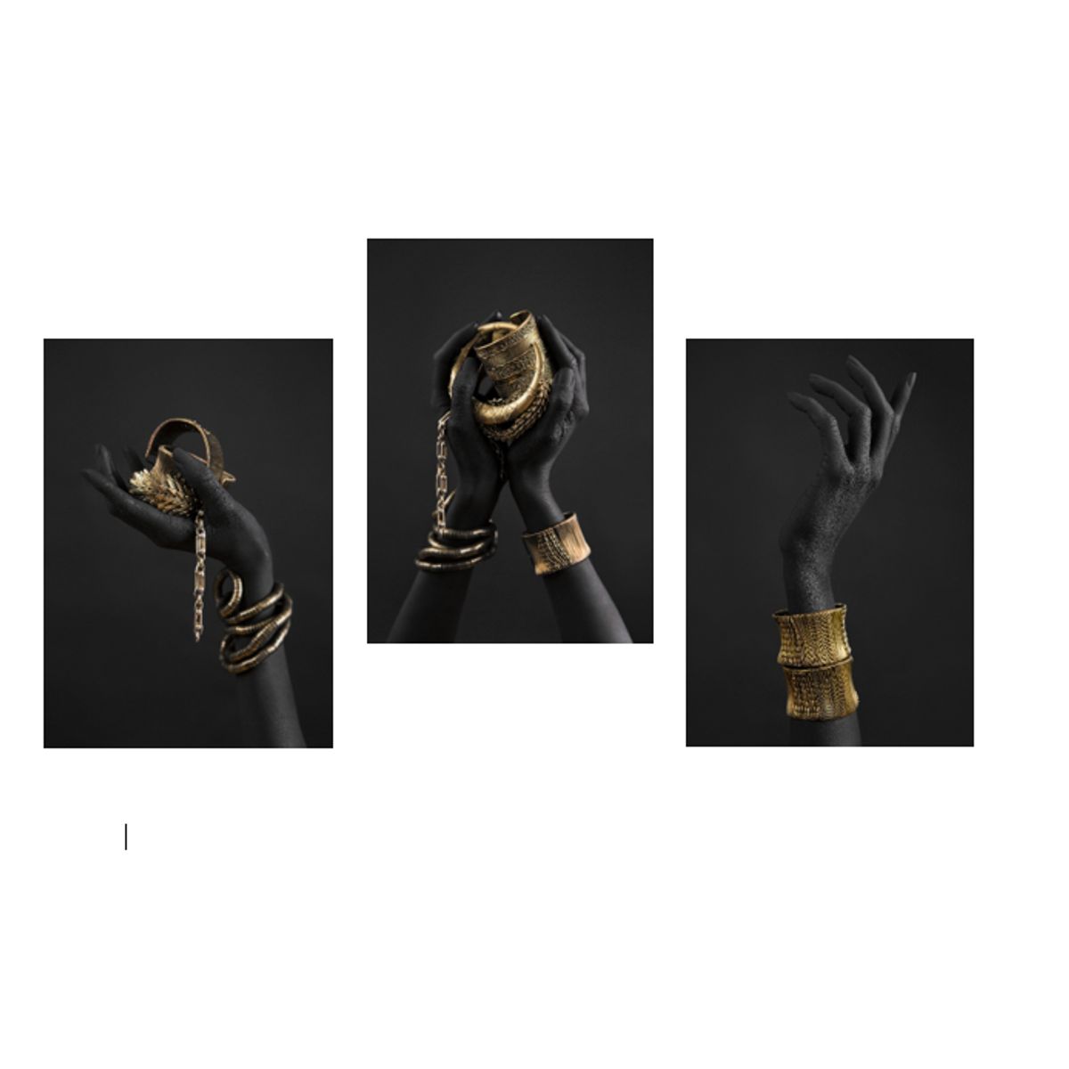 LOS REGALONES - Cuadro Canvas Imagen Oro en las manos en lienzo Pack X3 Uds 30x50cm Cu