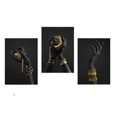 LOS REGALONES - Cuadro Canvas Imagen Oro en las manos en lienzo Pack X3 Uds 30x50cm Cu