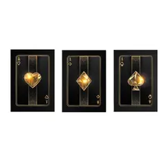 LOS REGALONES - Cuadro Canvas Imagen Juego de cartas en lienzo Pack X3 Uds 30x50cm Cu