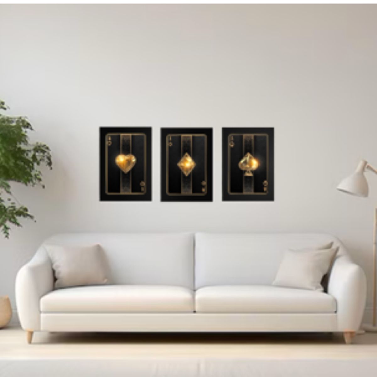 LOS REGALONES - Cuadro Canvas Imagen Juego de cartas en lienzo Pack X3 Uds 30x50cm Cu