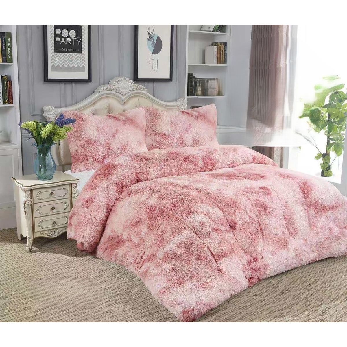 GENERICO - COBERTORES PELUDOS CAMA 2 PLAZA LILA JASPEADO