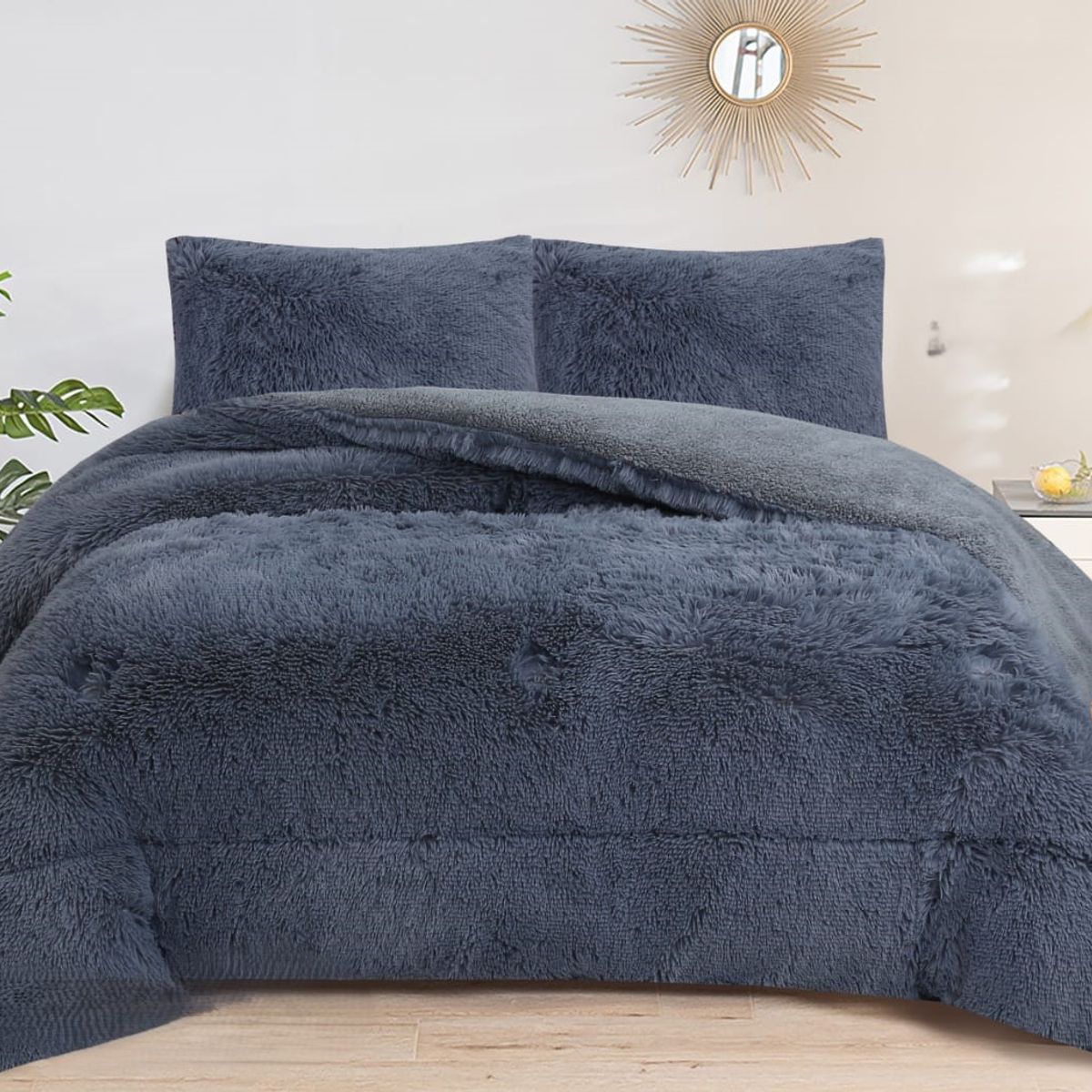 GENERICO - COBERTORES PELUDOS CAMA 2 PLAZA GRIS