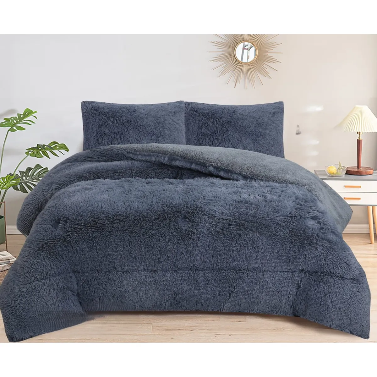 GENERICO - COBERTORES PELUDOS CAMA 2 PLAZA GRIS