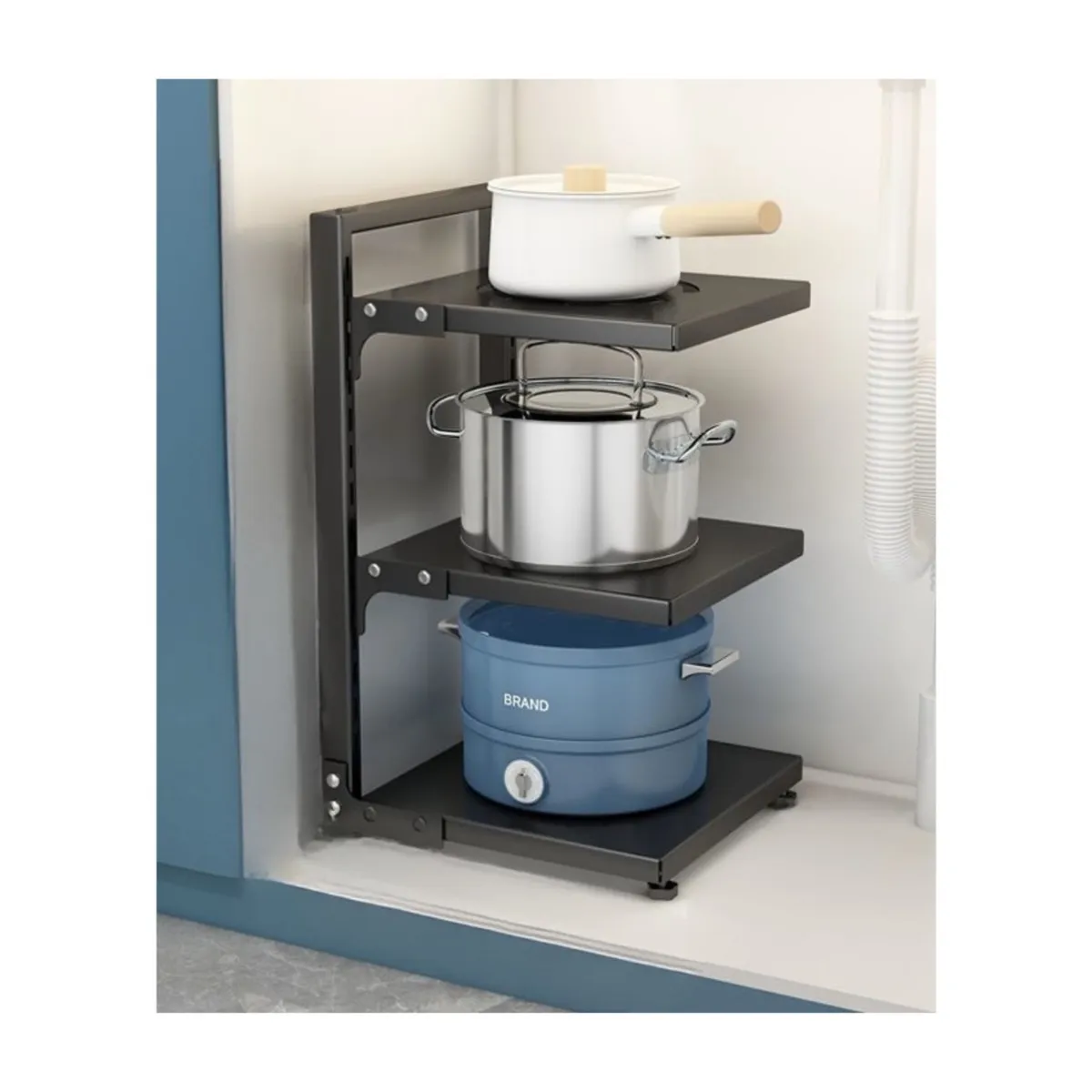 GENERICO - Organizador De Cocina Para Ollas Y Sartenes 3 Niveles Acero TN