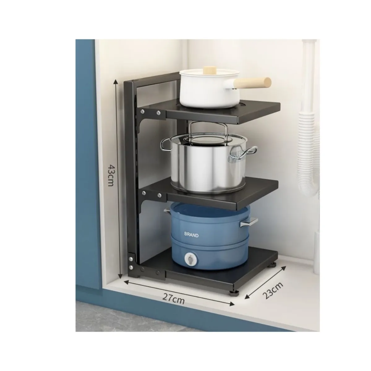 GENERICO - Organizador De Cocina Para Ollas Y Sartenes 3 Niveles Acero TN