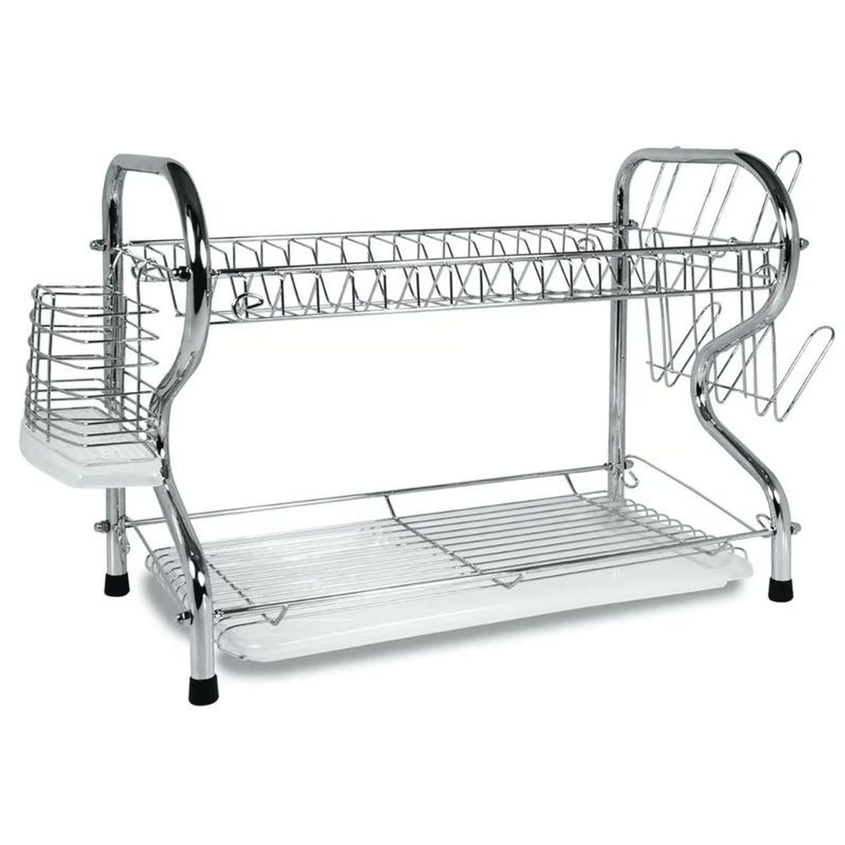 GENERICO - Secador de Platos de 2 Niveles de Acero Inoxidable