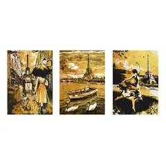 LOS REGALONES - Cuadro Canvas Imagen Arte dorada en lienzo Pack X3 Uds 30x50cm Cu