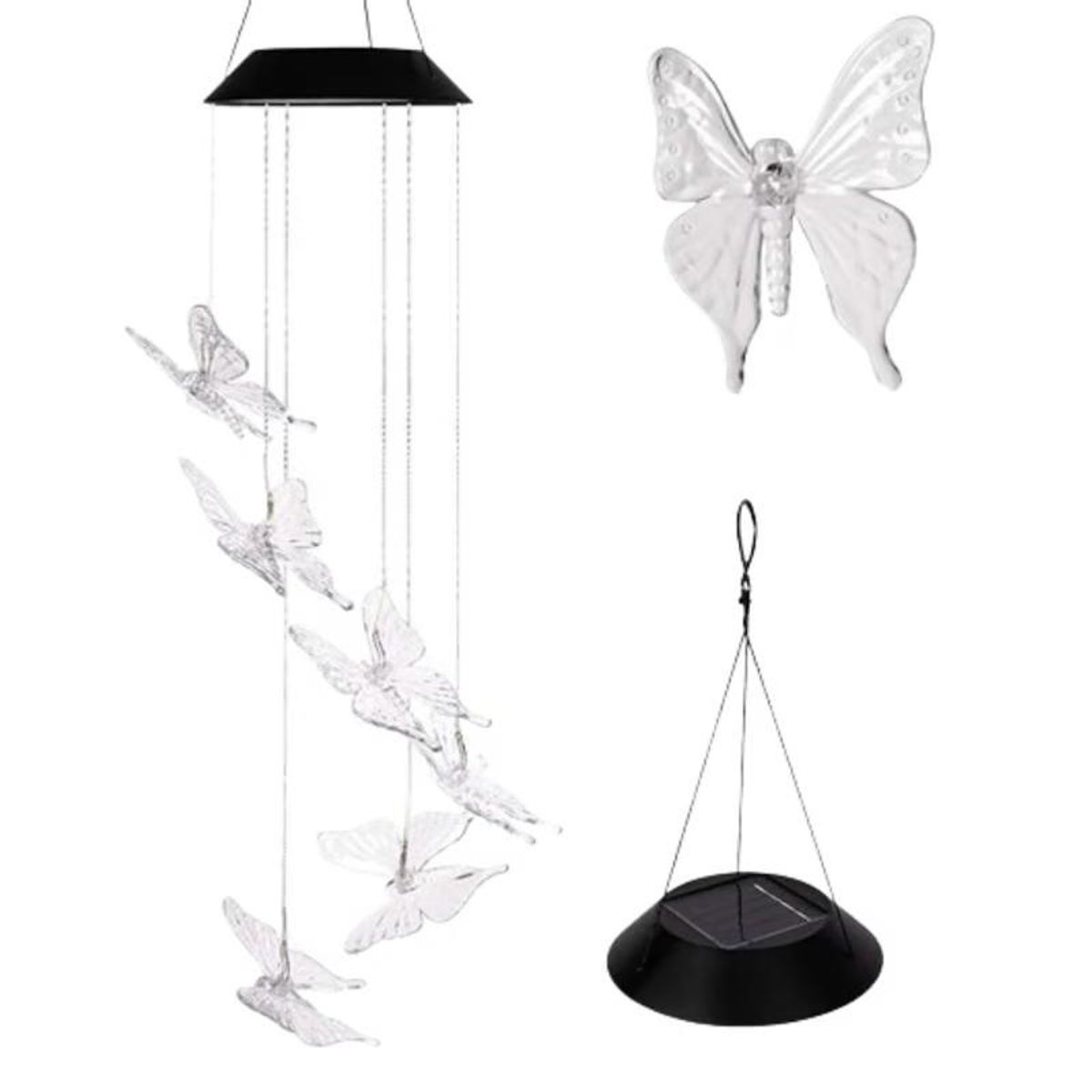 GENERICO - Campanas de Viento con forma de Mariposa con Luces Led